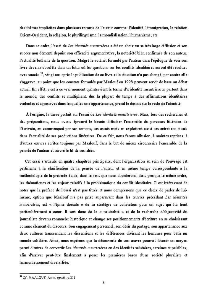 Le conflit identitaire chez Amin Maalouf