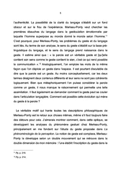 La notion de geste chez Merleau-Ponty