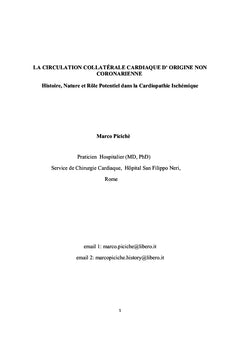 La circulation collatérale cardiaque d'origine non coronarienne