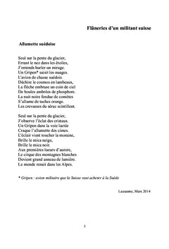 Flâneries d'un militant suisse Poèmes
