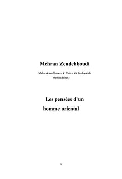 Les pensées d'un homme oriental
