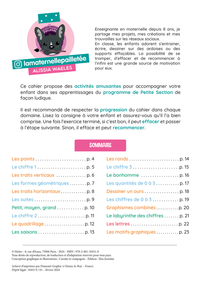 Mes activités effaçables Petite Section