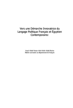 Vers une Démarche Innovatrice du Langage Poétique