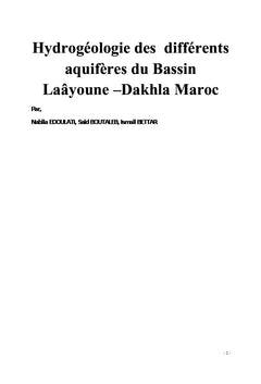 Hydrogéologie des différents aquifères du bassin Laâyoune-Dakhla Maroc