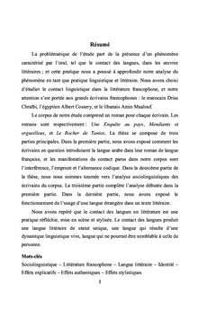Le Contact Des Langues en Littérature