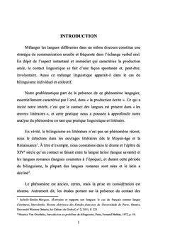 Le Contact Des Langues en Littérature