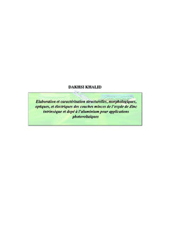 Elaboration et caractérisation structurale,morphologique et optique