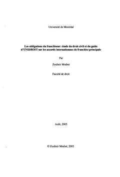 Les obligations du franchiseur en droit civil et droit international