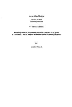 Les obligations du franchiseur en droit civil et droit international