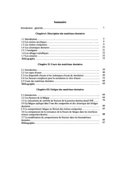 Matériaux Dentaires: Description, Usure et Fatigue