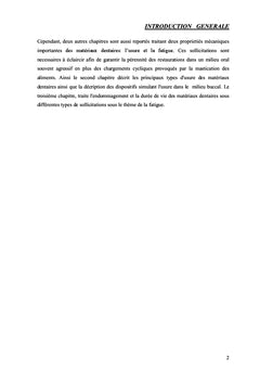 Matériaux Dentaires: Description, Usure et Fatigue