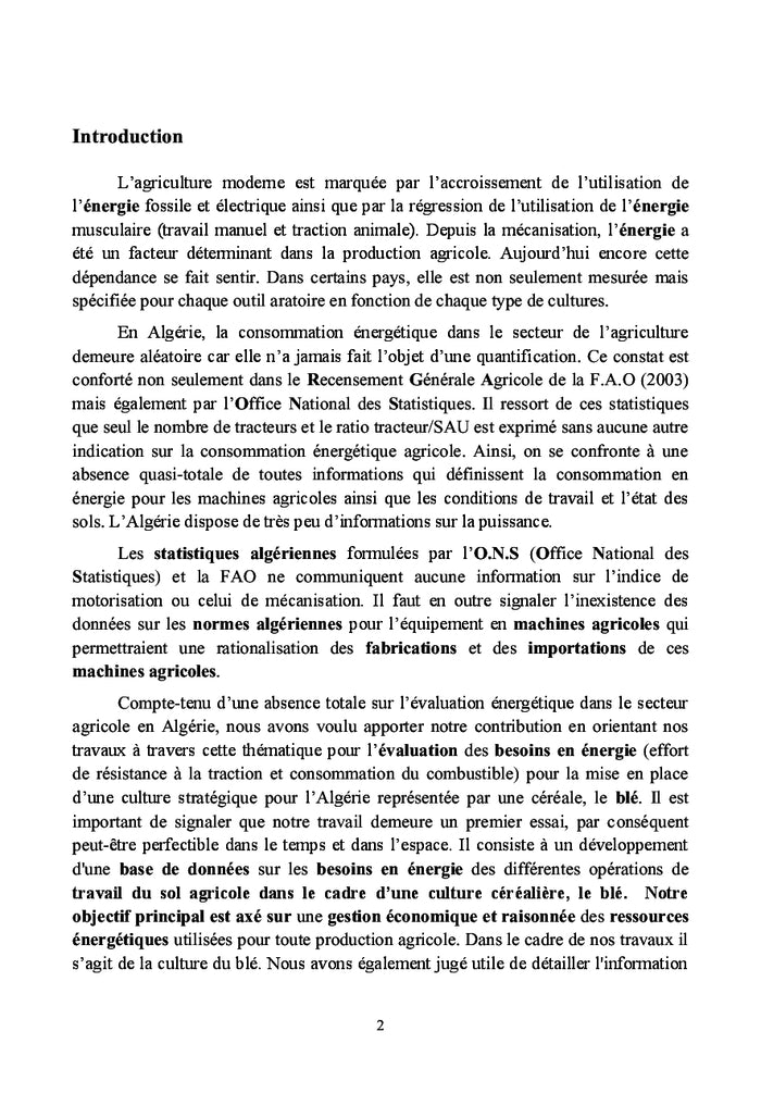 Besoins energetiques dans le Travail du Sol