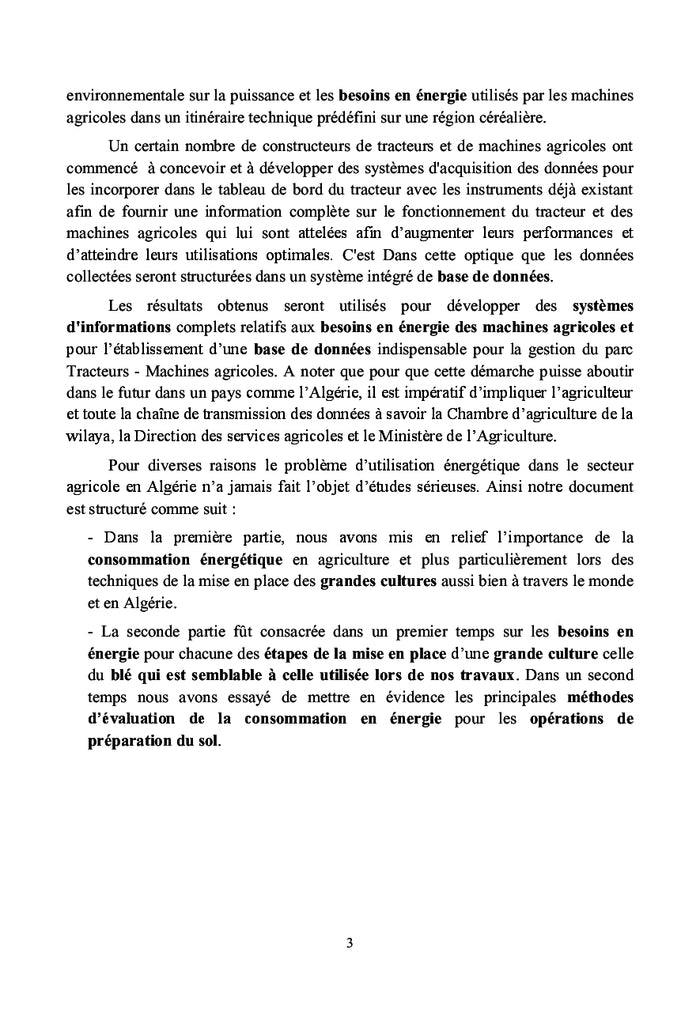 Besoins energetiques dans le Travail du Sol