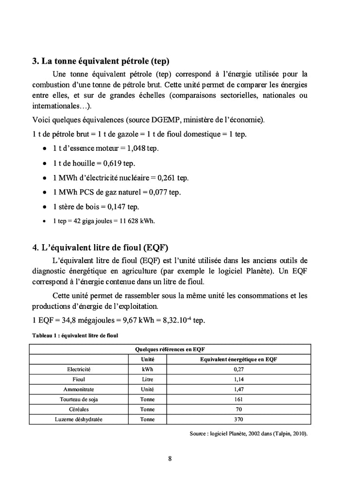 Besoins energetiques dans le Travail du Sol