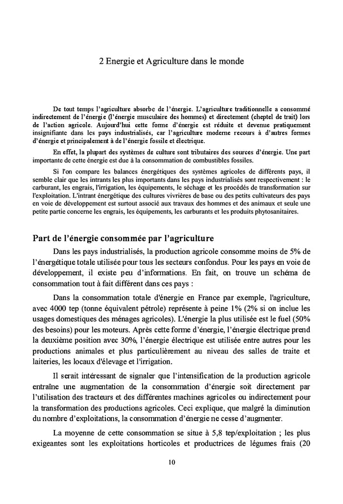 Besoins energetiques dans le Travail du Sol