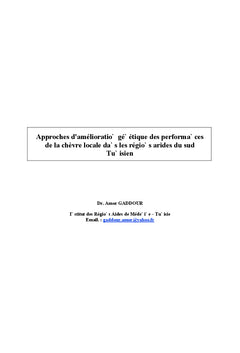 Approches d'amélioration génétique des performances de la chèvre