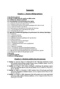 Approches d'amélioration génétique des performances de la chèvre