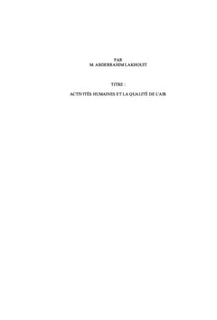 Activites humaines et la qualite de l'air