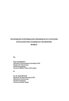 Techniques d'optimisation des réseaux d'antennes intelligentes