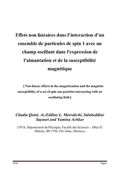 Effets non lineaires dans l'Interaction Spin 1 - Champ Oscillant