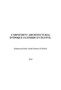 L'ornement architectural d'époque fatimide en Egypte