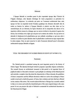 L'ornement architectural d'époque fatimide en Egypte