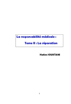 La Responsabilite Medicale: La Reparation