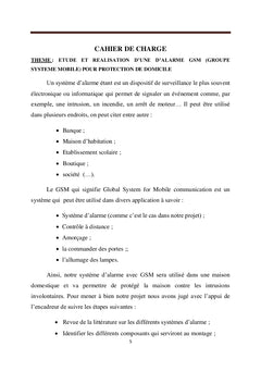 Etude et realisation d'une alarme GSM pour securite