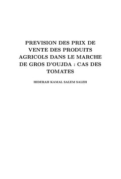 Prévision des prix de vente des produits agricoles