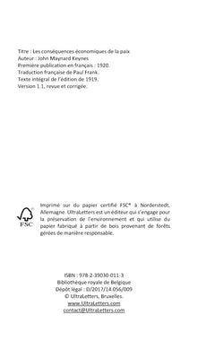 Les conséquences économiques de la paix