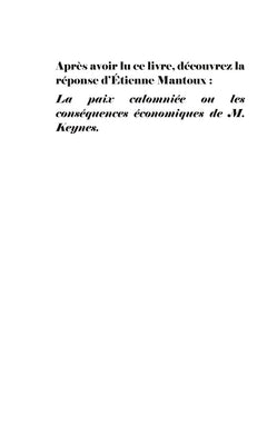 Les conséquences économiques de la paix