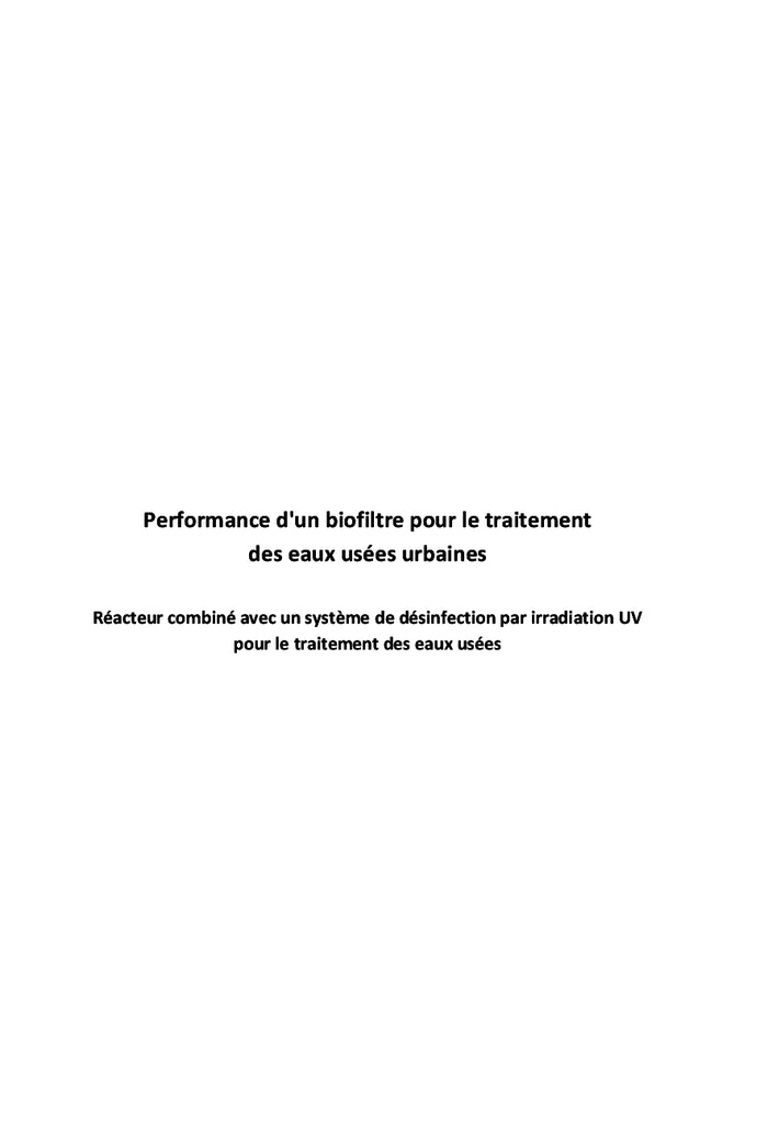 Performance d'un biofiltre pour le traitement des eaux usées