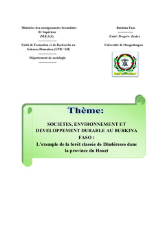 forets classees et developpement durableau Burkina Faso