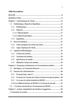 Investissement privé et soutenabilité de la dette souveraine du Bénin