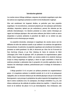 Electrodeposition et caractérisation des nanostructures de Co-Cu