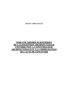 Vers une théorie scientifique de la conception architecturale