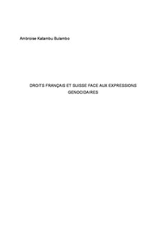 Droits français et suisse face aux expressions genocidaires