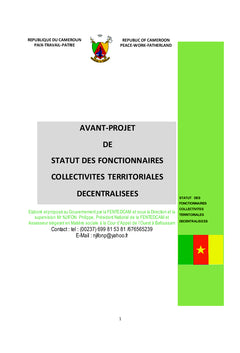 Avant projet de statut des fonctionnaires des C.T.D. au Cameroun
