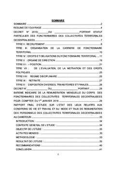 Avant projet de statut des fonctionnaires des C.T.D. au Cameroun