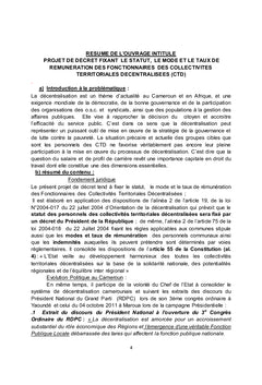 Avant projet de statut des fonctionnaires des C.T.D. au Cameroun