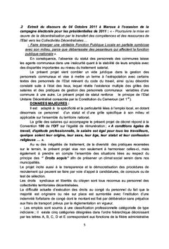 Avant projet de statut des fonctionnaires des C.T.D. au Cameroun