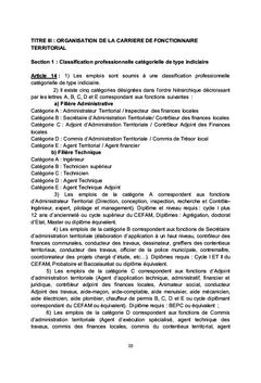 Avant projet de statut des fonctionnaires des C.T.D. au Cameroun