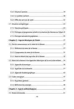 Statut des mères et survie des enfants au Tchad