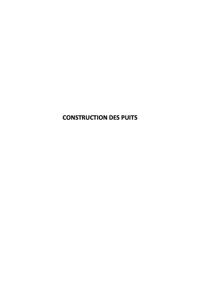 Construction des Puits. Forages d'eau