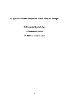 La polyarthrite rhumatoïde en milieu rural au Sénégal