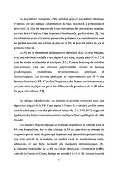 La polyarthrite rhumatoïde en milieu rural au Sénégal