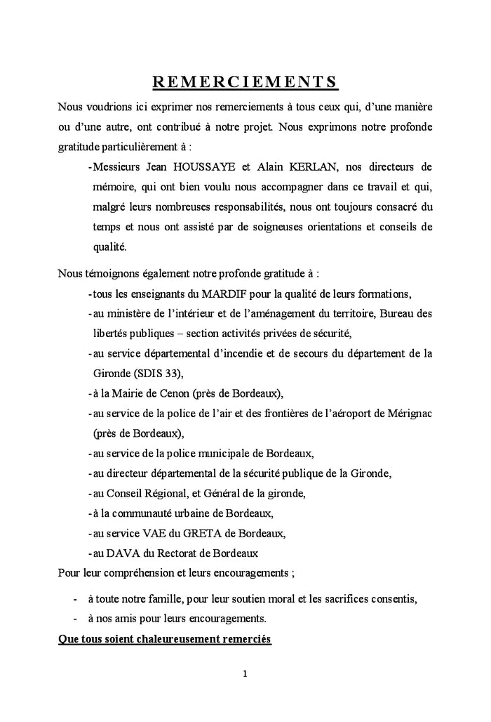 Professionnalisation des agents de prevention et de securité privée