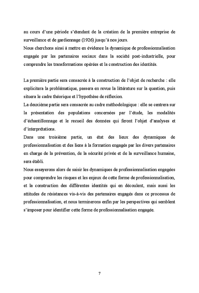Professionnalisation des agents de prevention et de securité privée