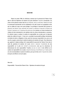 La responsabilite du personnel des Nations Unies dans le cadre des OMP