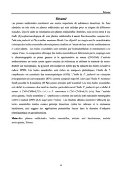 Composition chimique des huiles essentielles de plantes Yéménites
